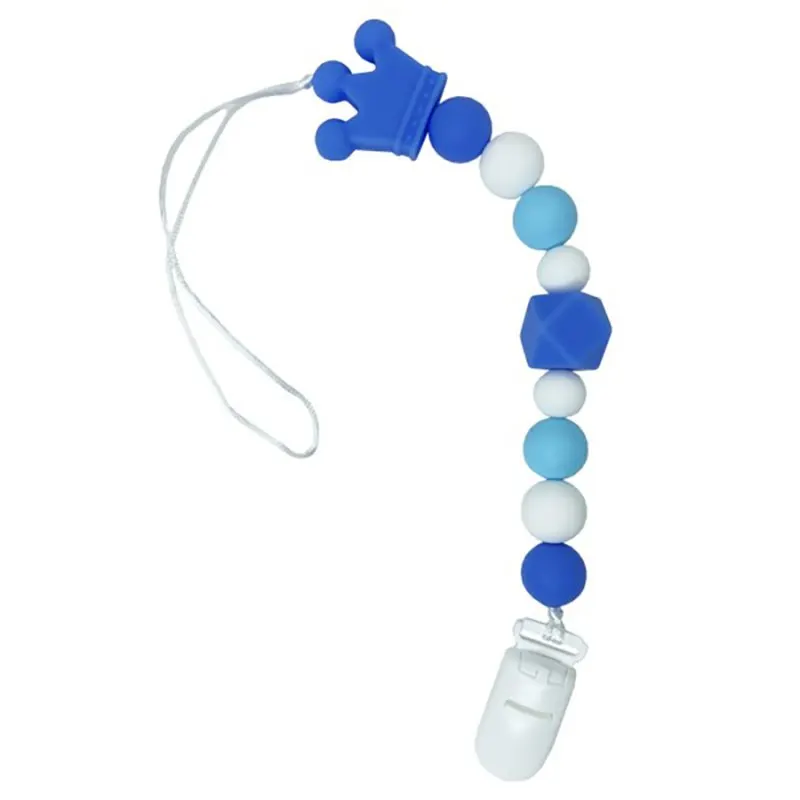 Ланцюжок для пустушки "Корона" MGZ-0511(Blue) силіконовий