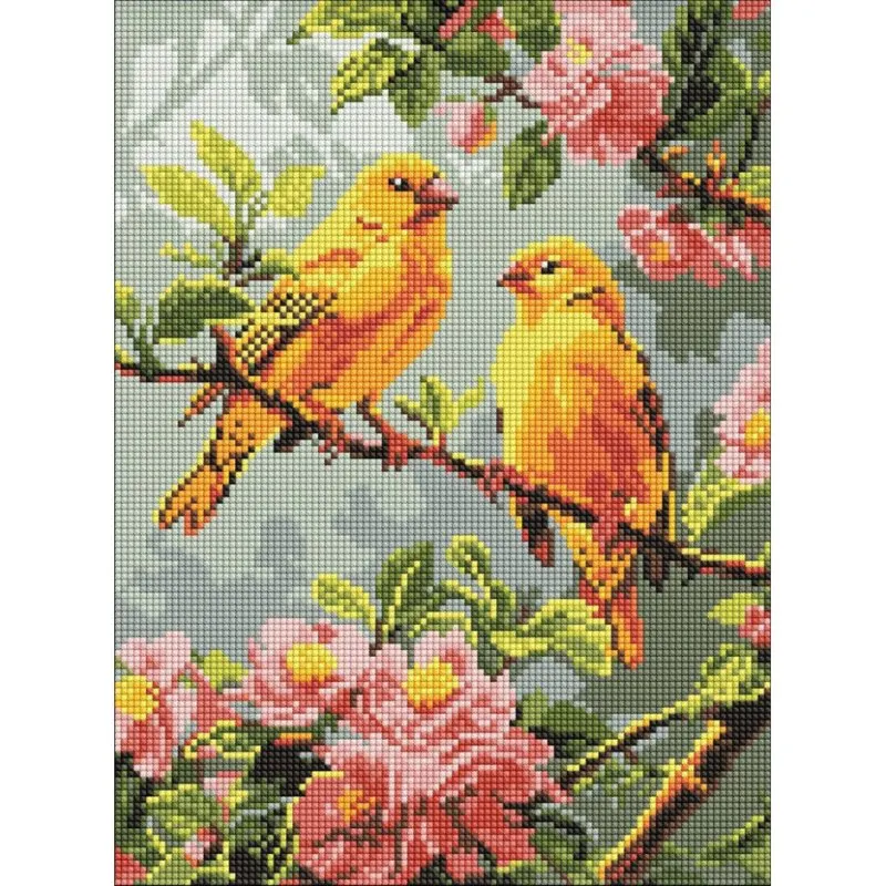 Алмазна мозаїка "Весняні канарки" ©art_selena_ua Ідейка AMO8164, 30x40 см