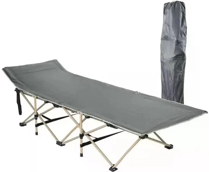Шезлонг розкладний 68×190 см GRAY • Садовий пляжний лежак 68×190 см зі сталевим каркасом для дачі кемпінгу та відпочинку