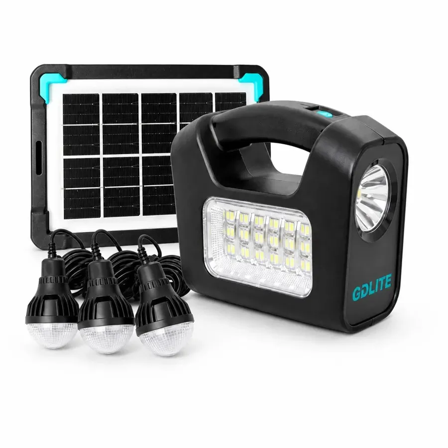 Комплект освітлення на сонячній панелі GDLITE GD-3PRO з трьома LED-лампами
