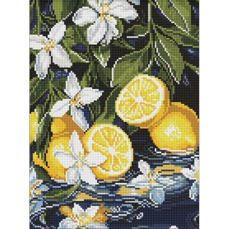 Алмазна мозаїка "Лимони в розрізі" ©art_selena_ua Ідейка AMO8301, 30х40 см
