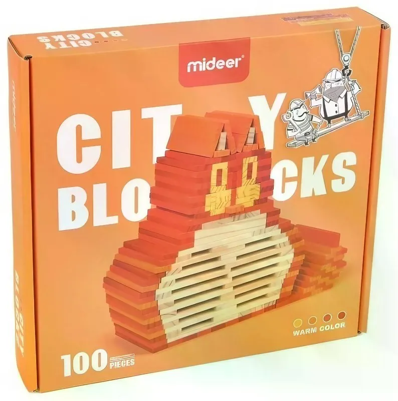 Дитячий конструктор CITYBLOCKS 100 деталей • Дерев'яний будівельний конструктор CITYBLOCKS із блоками 11,7 × 2,3 × 1,2 см для створення веж, мостів, будинків і геометричних фігур