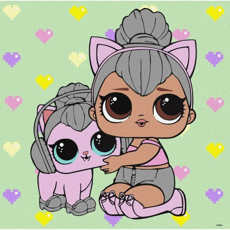 Картина за номерами "L.O.L. Surprise! TroopSurprise Kitty Queen With Kitty Kitty" Ідейка KHO6290, 40х40 см