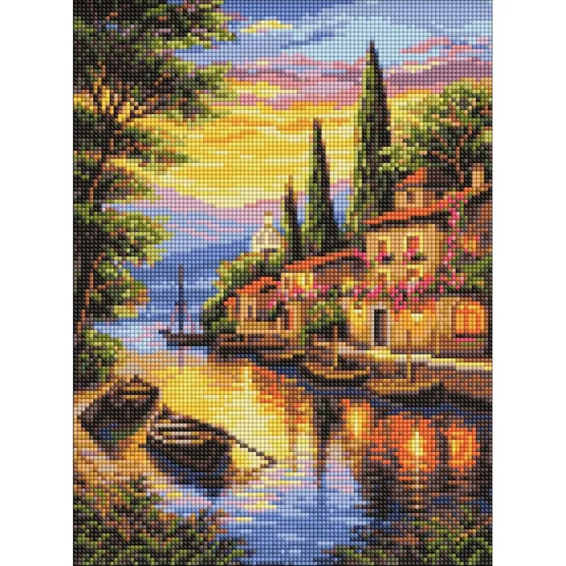 Алмазна мозаїка "Вечірня пристань" ©art_selena_ua Ідейка AMO20485, 30х40 см