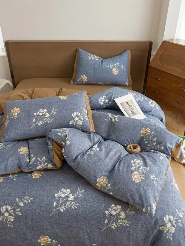 Постільна білизна полуторна з вареної бавовни з текстурою льону Colorful Home Print 2 23880 150х210 см