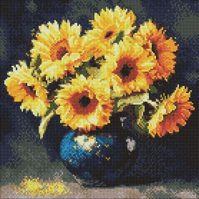 Алмазна мозаїка "Соняшник в темряві" ©art_selena_ua Ідейка AMO8354, 40х40 см