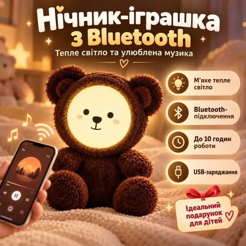УЦІНКА! Іграшка-лампа LED у формі ведмедика або зайця з Bluetooth Нічник-колонка (Немає паковання 3783)