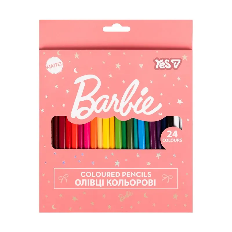 Набір кольорових олівців YES Barbie Shiny 290818 24 кольори