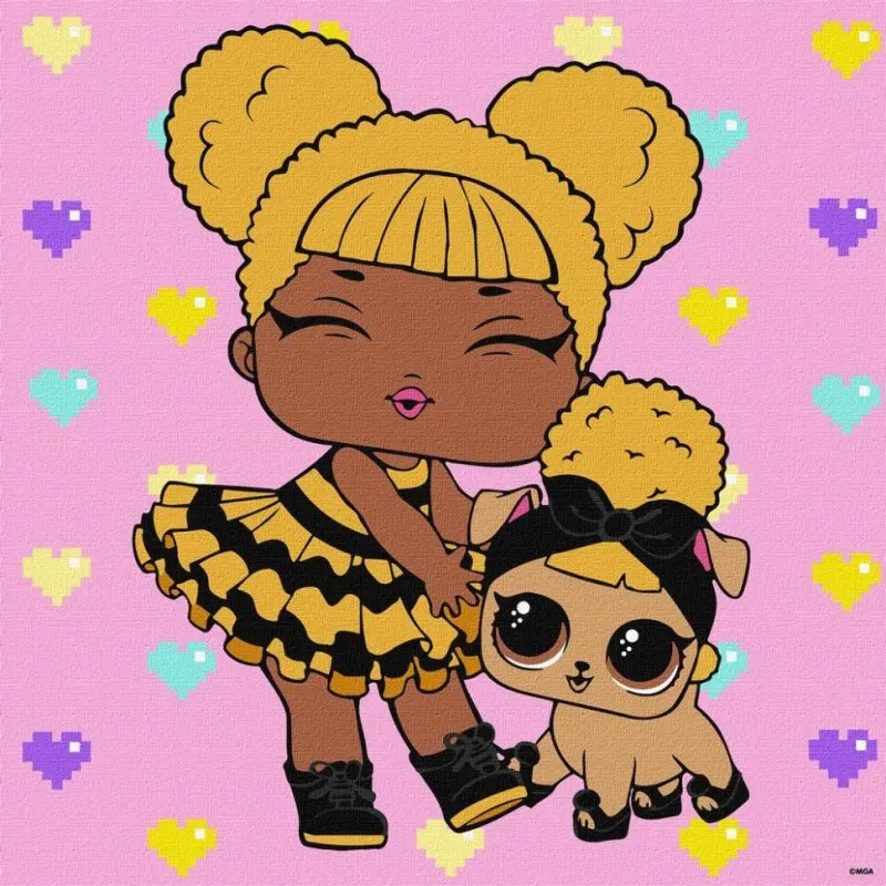 Картина за номерами "L.O.L. Surprise! Queen Bee With Queen Pup" Ідейка KHO6287, 40х40 см