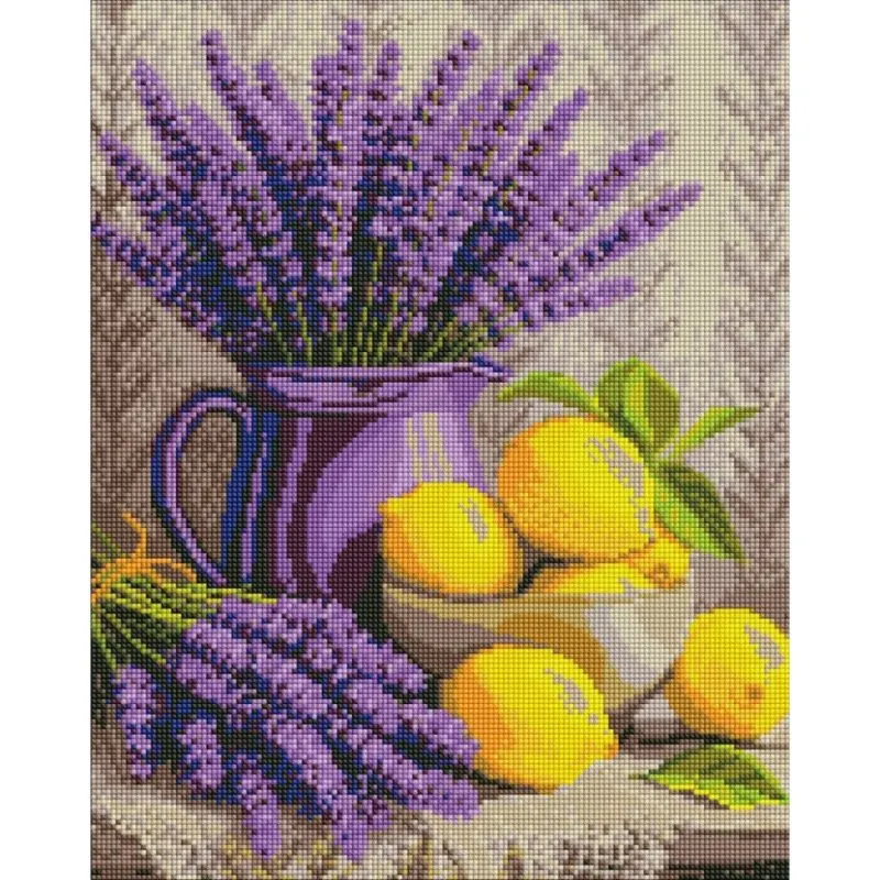 Алмазна мозаїка "Лаванда та лимони" ©art_selena_ua Ідейка AMO20486, 40х50 см