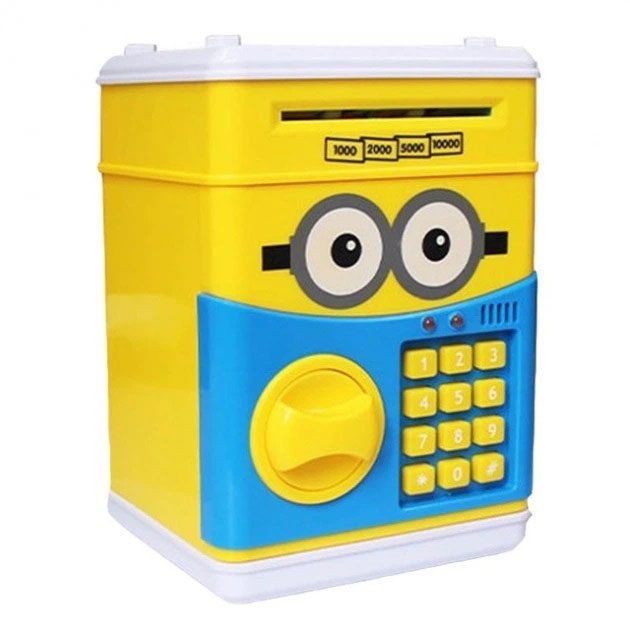 Дитяча скарбничка-сейф UKC електронна Minion з кодовим замком та купюроприймачем Банкомат для грошей Міньйон
