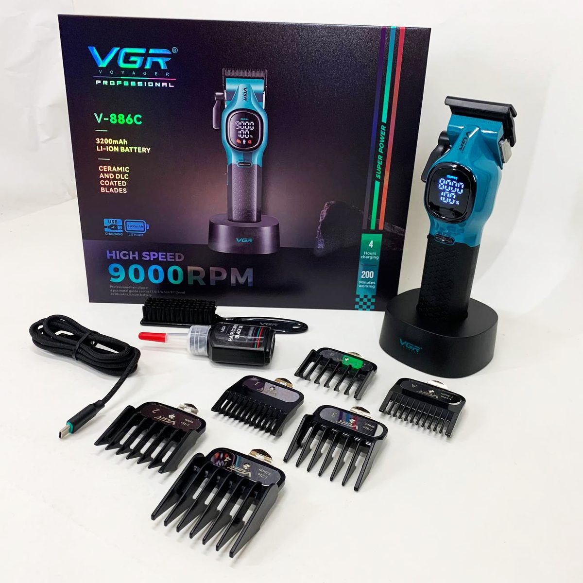 Машинка для стрижки акумуляторна VGR V-886C BLUE