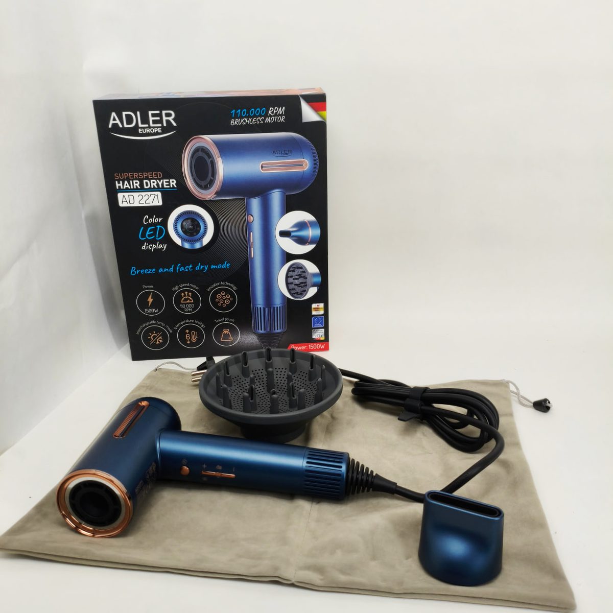 Фен Adler AD 2271 SUPERSPEED TURBO 1500Вт