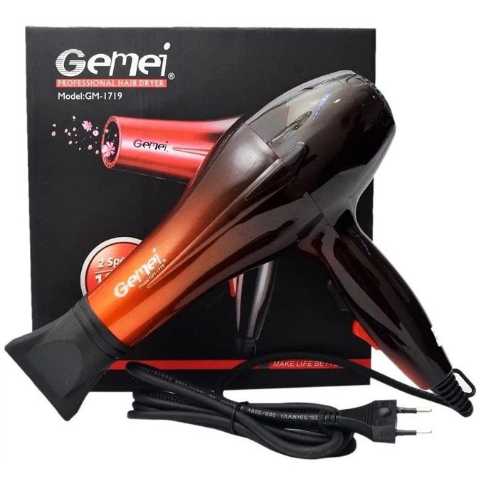 Фен для волосся Gemei GM-1719 1800Вт для укладання та сушіння волосся