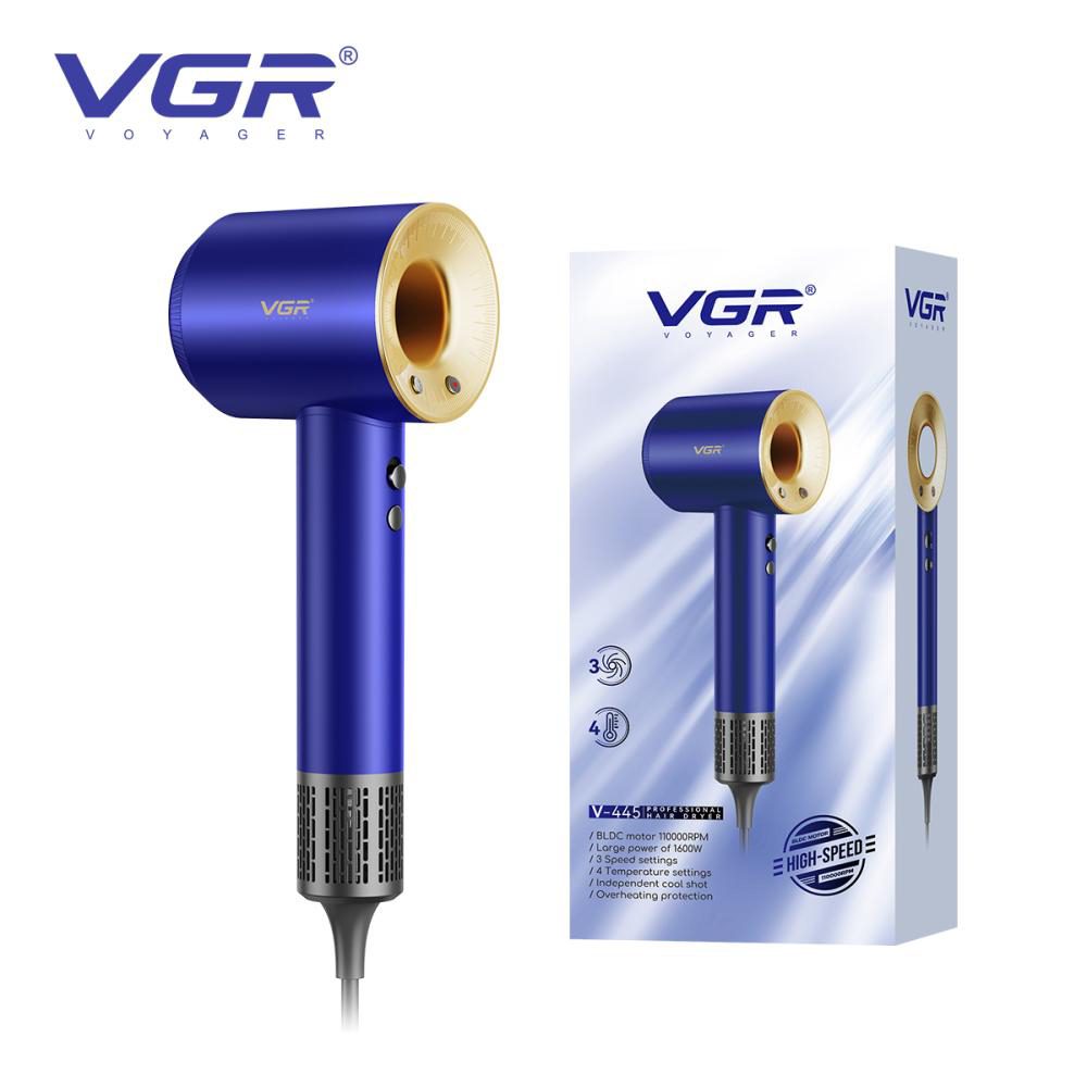 Фен професійний VGR V-445 BLUE, 3 рівні обдування, 4 рівні температури 1600Вт