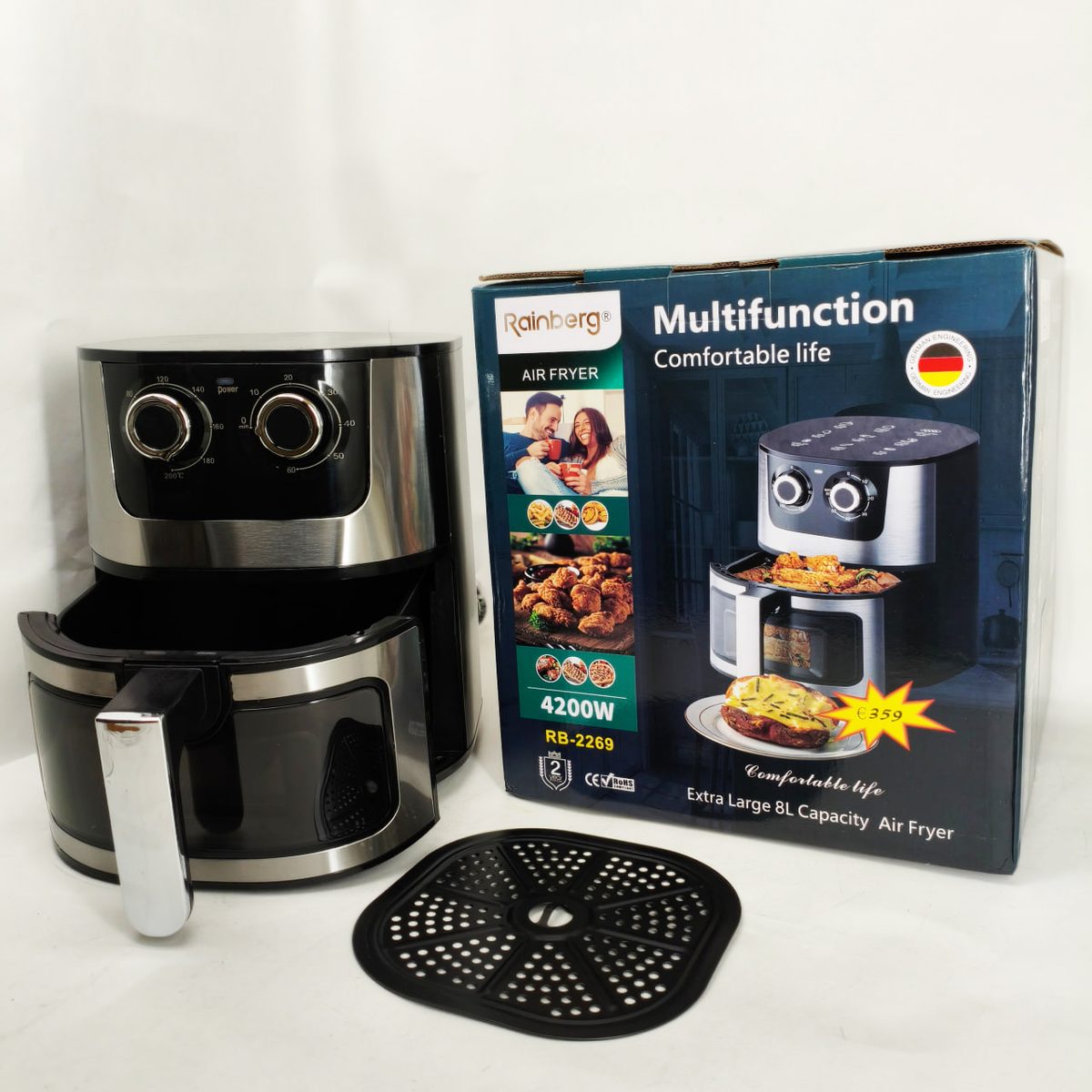 Аерогриль Rainberg RB-2269 4200Вт аерофритюрниця безмасляна для приготування без олії 8л