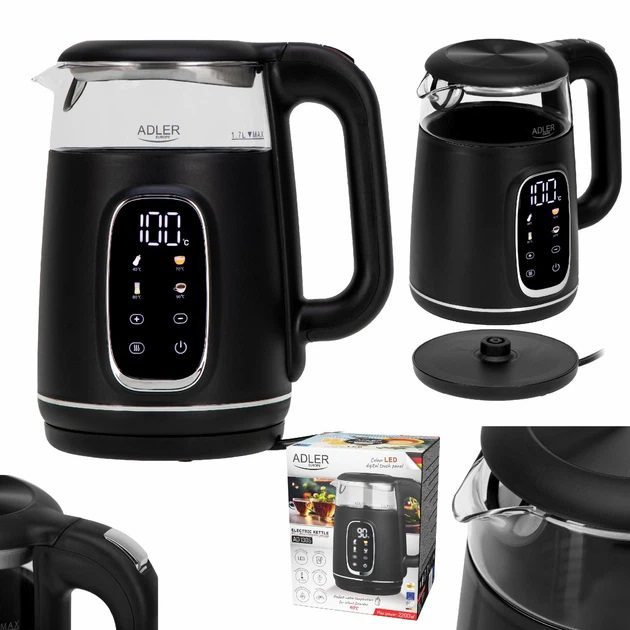 Електрочайник Adler AD 1305 2200Вт 1.7Л Black Silver