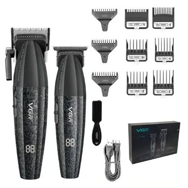 Професійний набір для стрижки волосся VGR V-640 акумуляторний Barber Combo PREMIUM Black