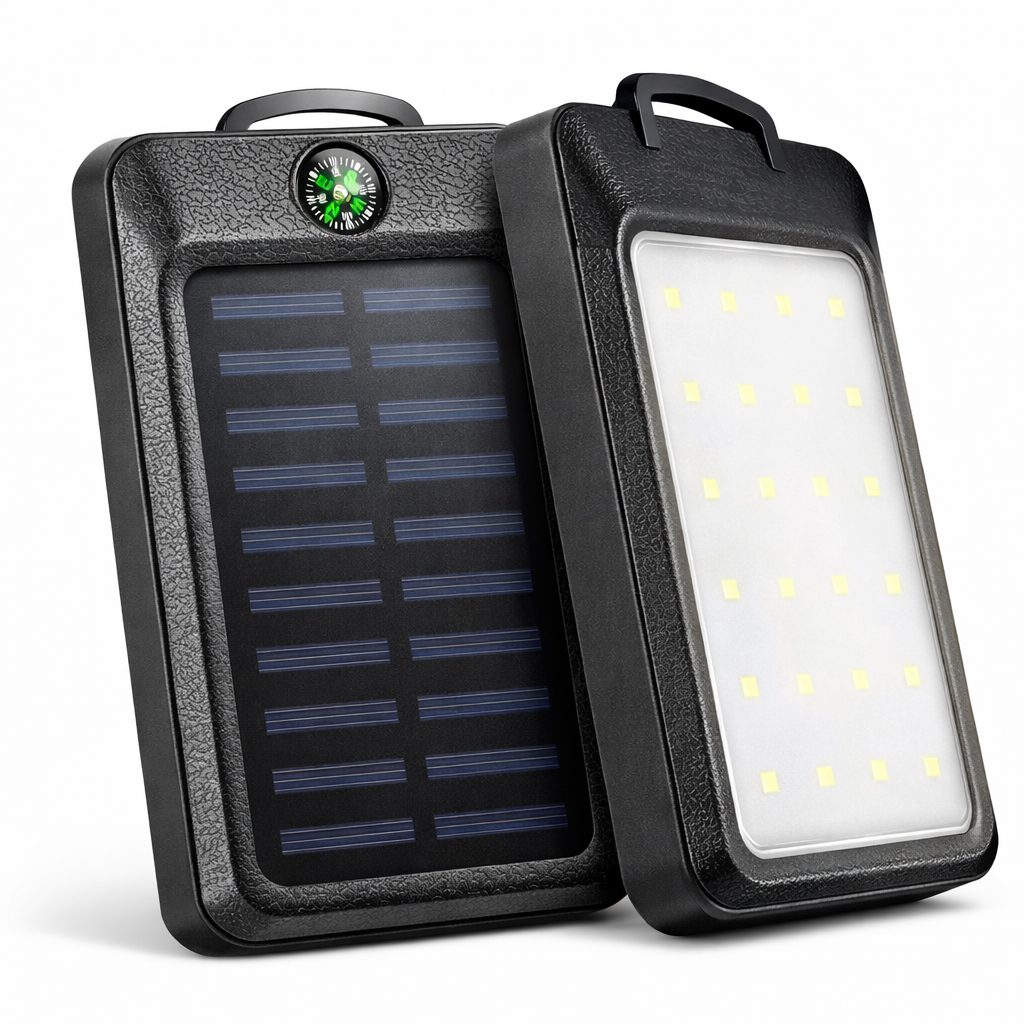 УМБ Power Bank Solar 18000 mAh мобільне зарядне з сонячною панеллю та лампою, Power Bank Charger Black