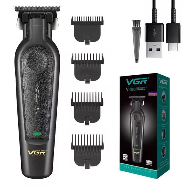Акумуляторна машинка для стрижки VGR V-995 + 4 насадки, 2000 мАг, USB