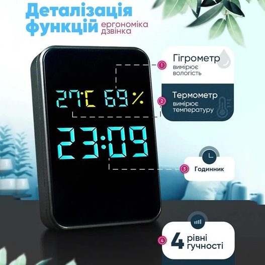 Дзвінок дверний бездротовий з козирком з DOORBELL 5615 з годинником, термометром і показником вологості
