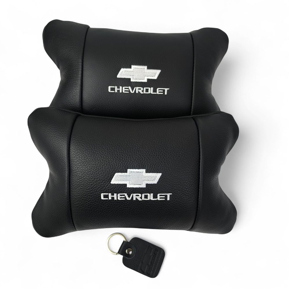 Автомобільні подушки Chevrolet з натуральної італійської шкіри + шкіряний брелок у подарунок