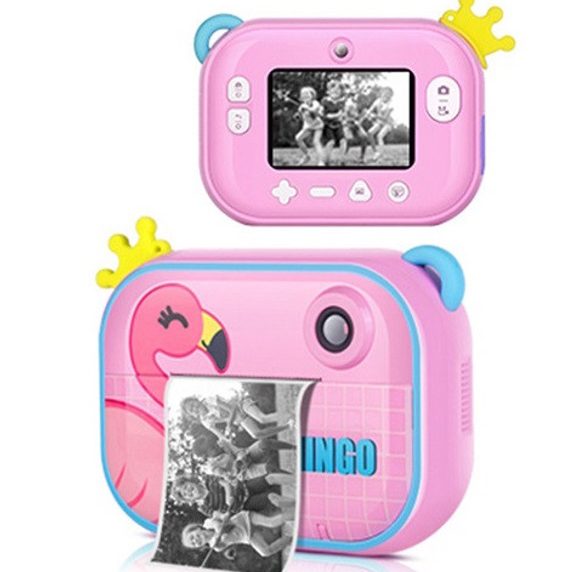 Дитячий фотоапарат миттєвого друку YT008 PINK FLAMINGO з підтримкою microSD