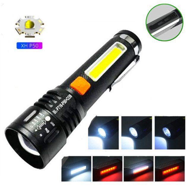 Ліхтар акумуляторний з LED і COB Bailong BL-P716-P50 із зумом і USB Type-C