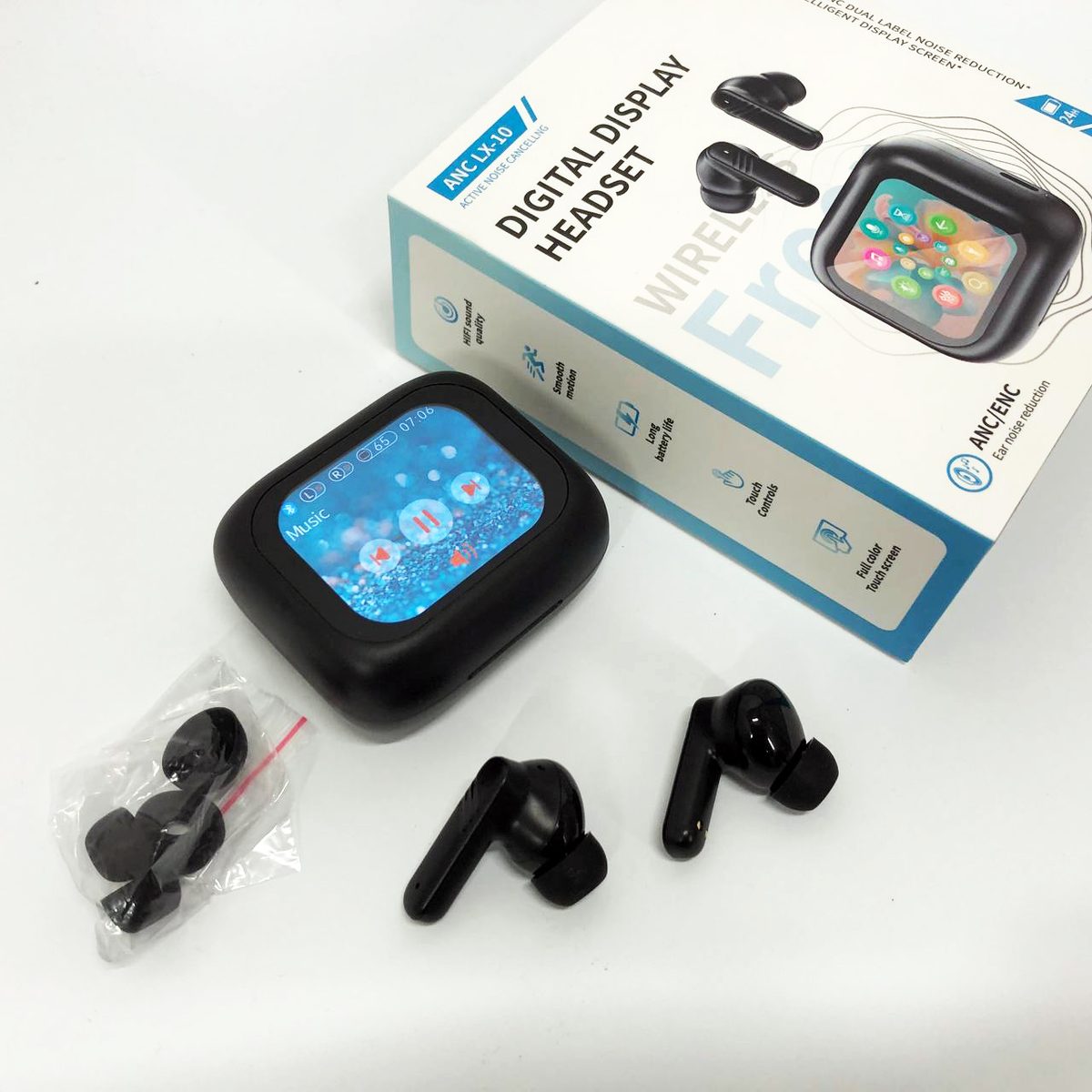 Бездротові навушники LX-10 TWS Earbuds з LED дисплеєм Bluetooth бездротові навушники затички. Колір: чорний