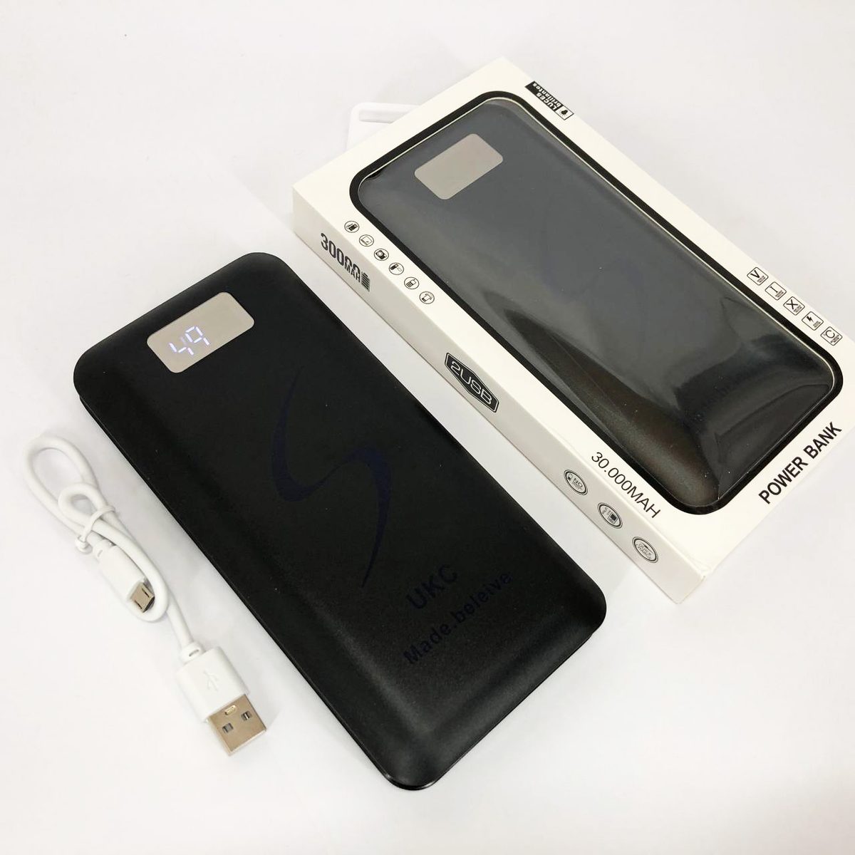 Мобільна зарядка портативна Power Bank 30000 mAh UKC, Зовнішній акумулятор, Зарядка power bank Black
