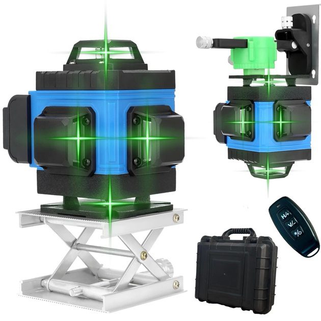 Рівень лазерний лінійний нівелір акумуляторний Laser 4D, 16 ліній, робоча відстань 30м, у валізі