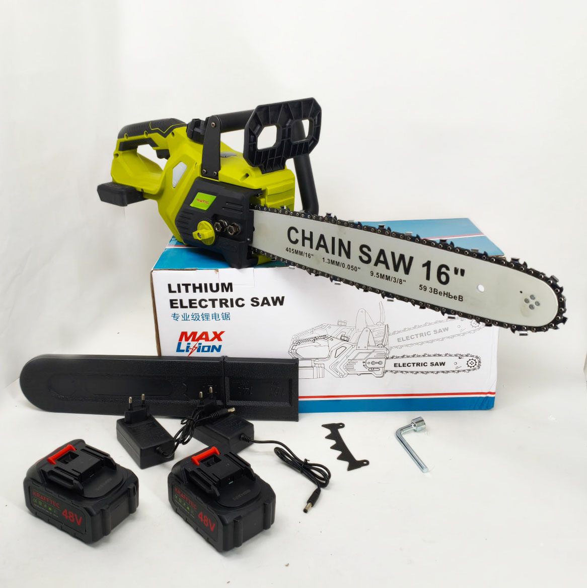 Акумуляторна ланцюгова пилка Chain Saw 16′′, 36V, зарядне+ 2 акумулятори, Потужна садова пилка